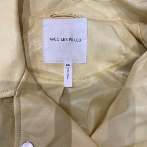 AVEC LES FILLES STUNNING SEXY SOFT YELLOW PLEATHER MOTO MOTORCYCLE JACKET XS S - Picture 3 of 4